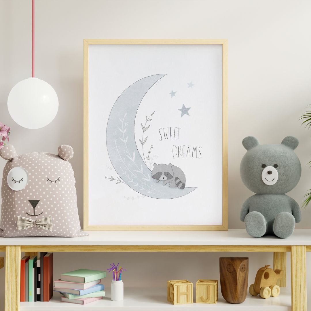 Sweet Dreams Raccoon Nursery Print