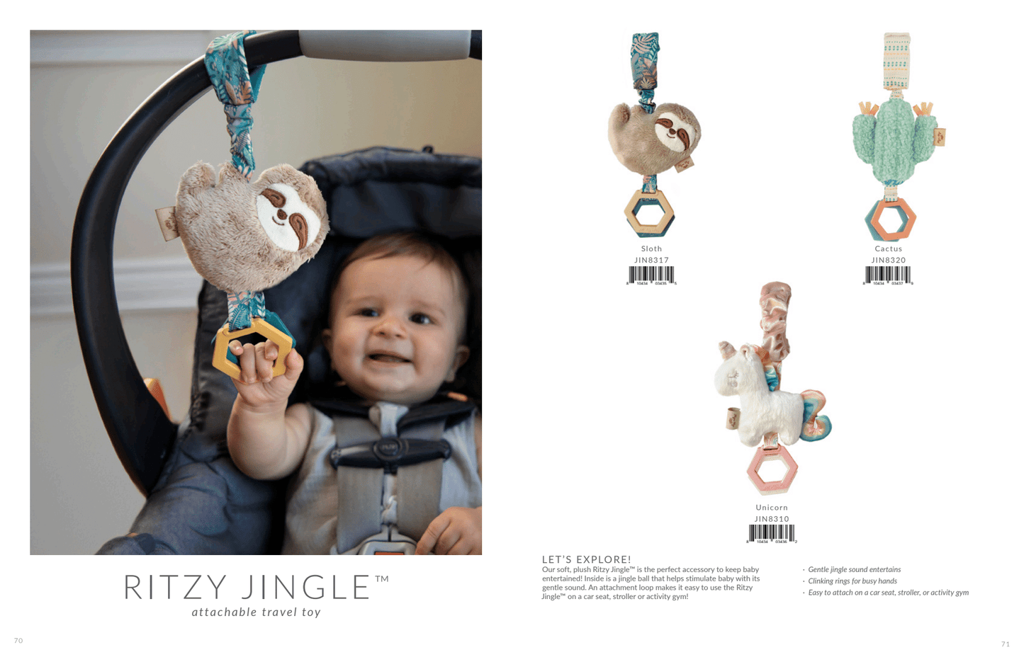 Ritzy Jingle™ Sloth Attachable Travel Toy